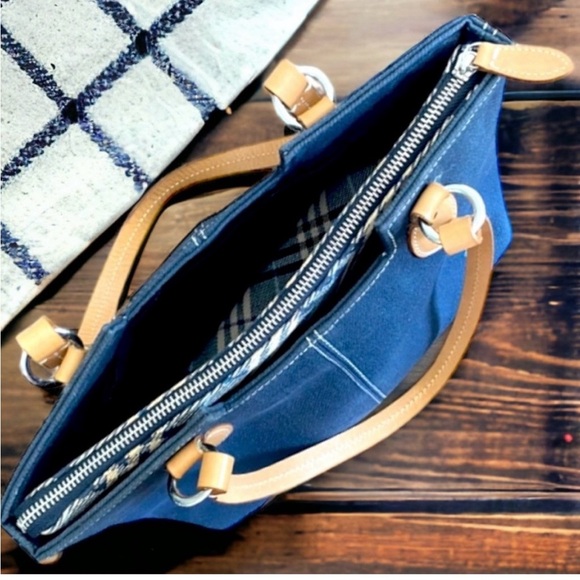 Burberry *Rare* Vintage Blue Label Two Way Tote Denim Nova Check $595 MSRP - Picture 6 of 7